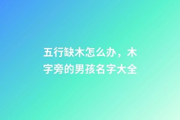 五行缺木怎么办，木字旁的男孩名字大全