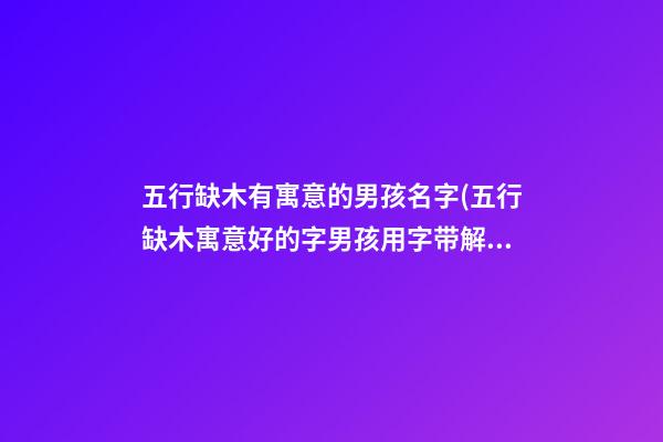 五行缺木有寓意的男孩名字(五行缺木寓意好的字男孩用字带解析)
