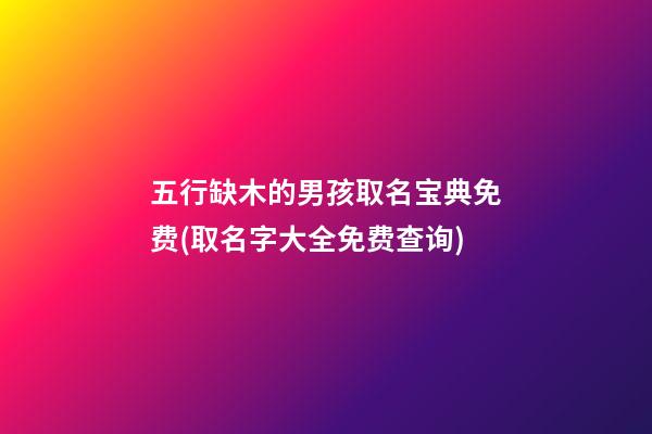 五行缺木的男孩取名宝典免费(取名字大全免费查询)