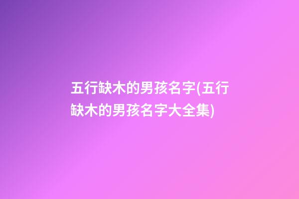 五行缺木的男孩名字(五行缺木的男孩名字大全集)