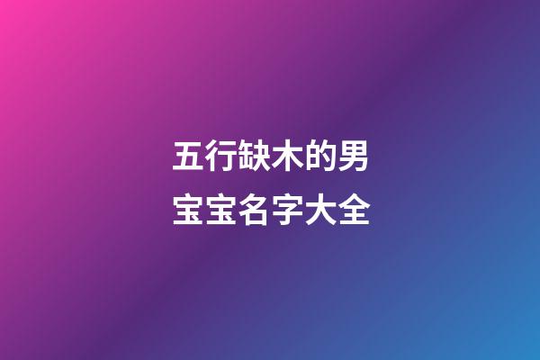 五行缺木的男宝宝名字大全