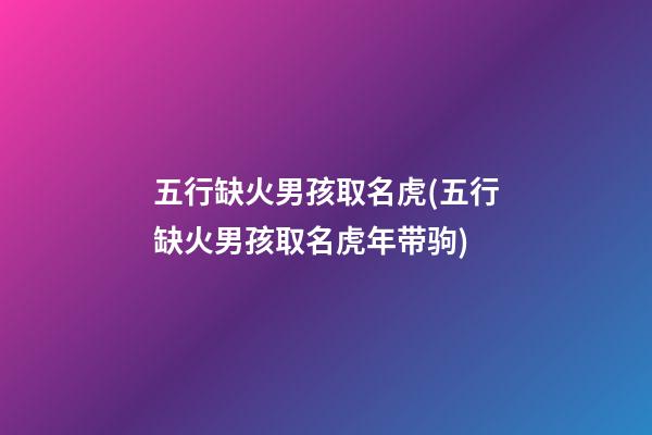 五行缺火男孩取名虎(五行缺火男孩取名虎年带驹)