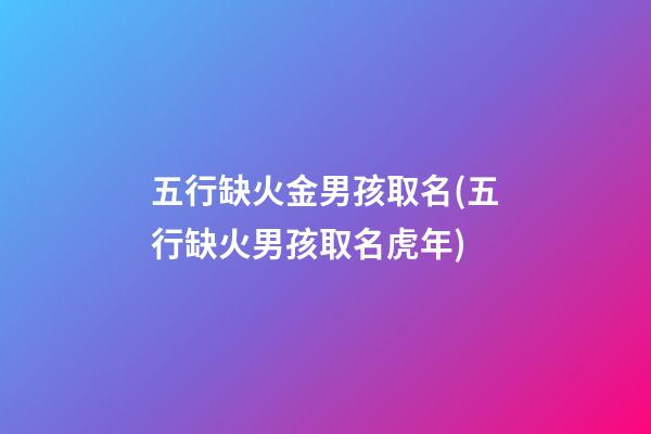五行缺火金男孩取名(五行缺火男孩取名虎年)