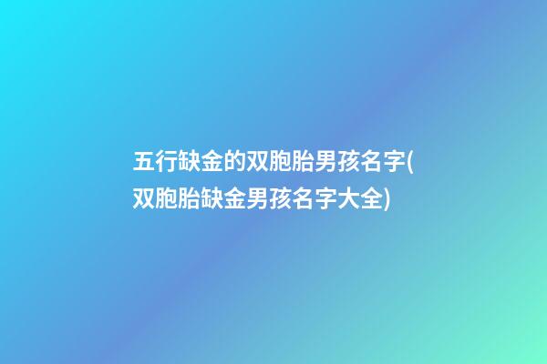 五行缺金的双胞胎男孩名字(双胞胎缺金男孩名字大全)