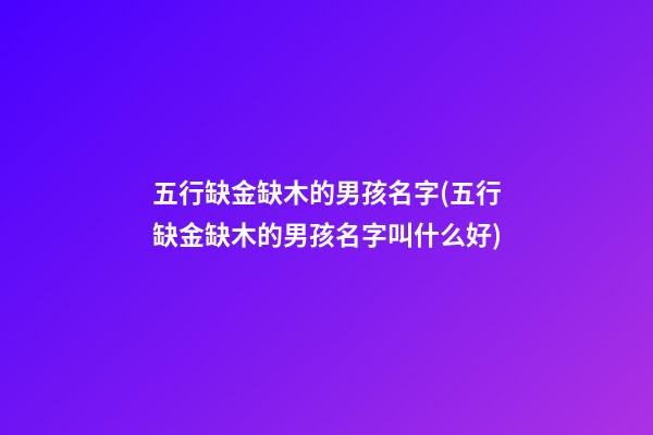 五行缺金缺木的男孩名字(五行缺金缺木的男孩名字叫什么好)