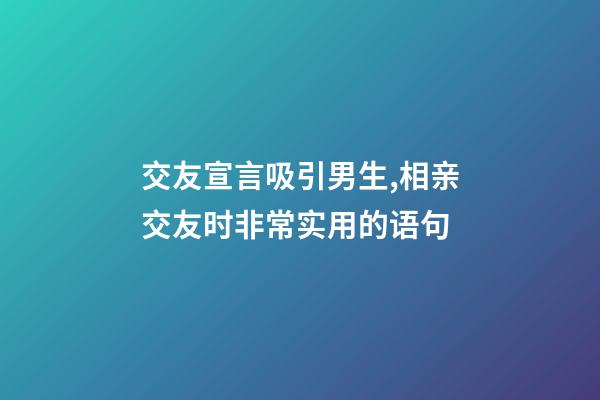 交友宣言吸引男生,相亲交友时非常实用的语句-第1张-观点-玄机派