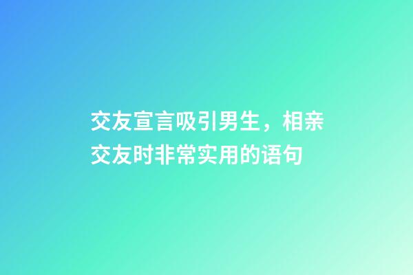 交友宣言吸引男生，相亲交友时非常实用的语句-第1张-观点-玄机派