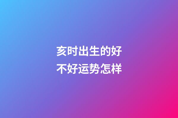 亥时出生的好不好运势怎样