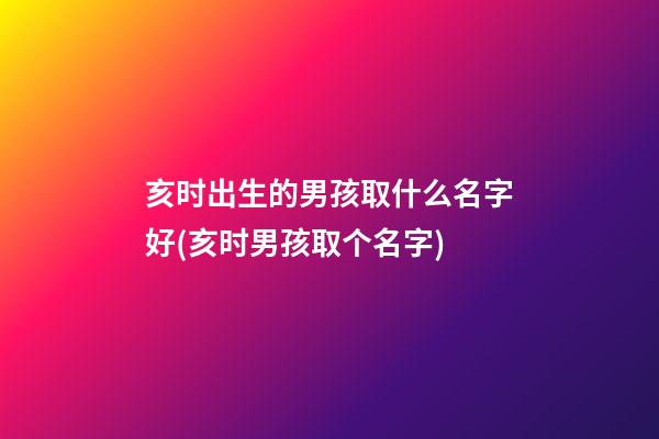 亥时出生的男孩取什么名字好(亥时男孩取个名字)
