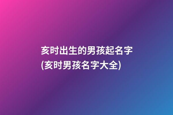 亥时出生的男孩起名字(亥时男孩名字大全)