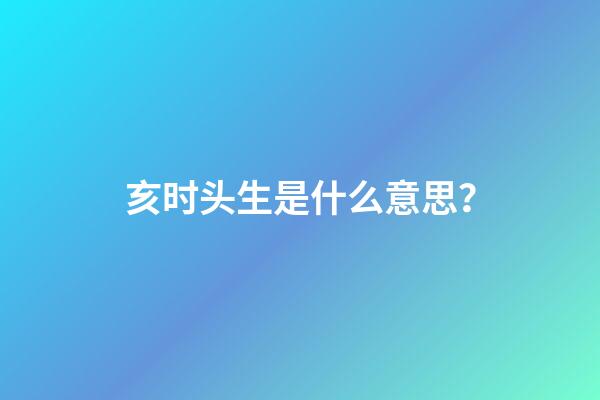 亥时头生是什么意思？