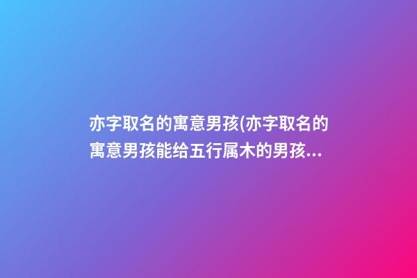 亦字取名的寓意男孩(亦字取名的寓意男孩能给五行属木的男孩取名吗)