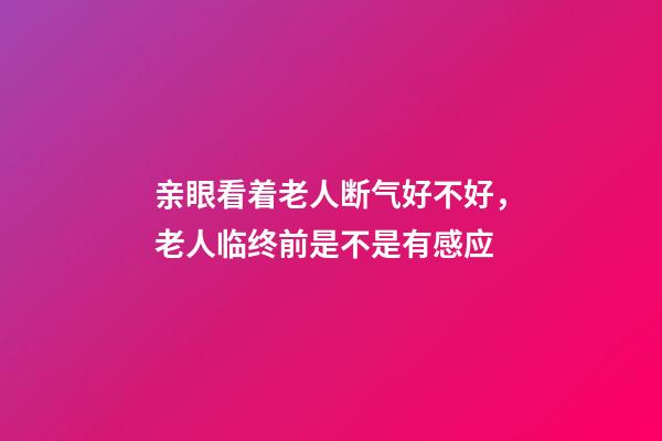 亲眼看着老人断气好不好，老人临终前是不是有感应-第1张-观点-玄机派