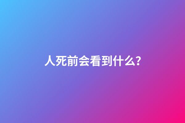 人死前会看到什么？