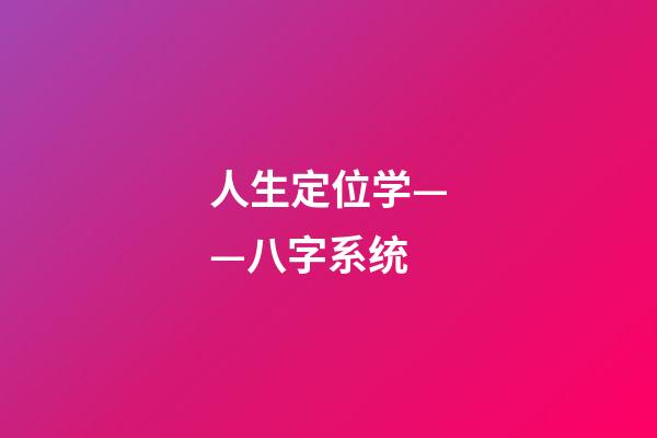 人生定位学——八字系统