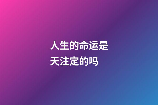 人生的命运是天注定的吗(人的命,天注定)-第1张-观点-玄机派
