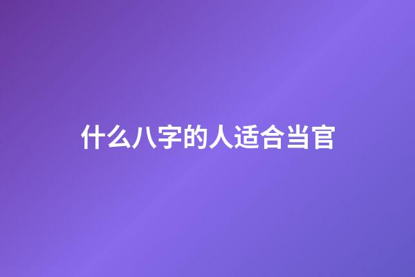 什么八字的人适合当官