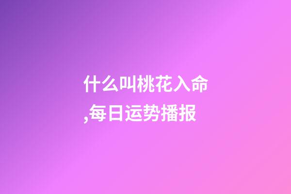 什么叫桃花入命,每日运势播报-第1张-观点-玄机派