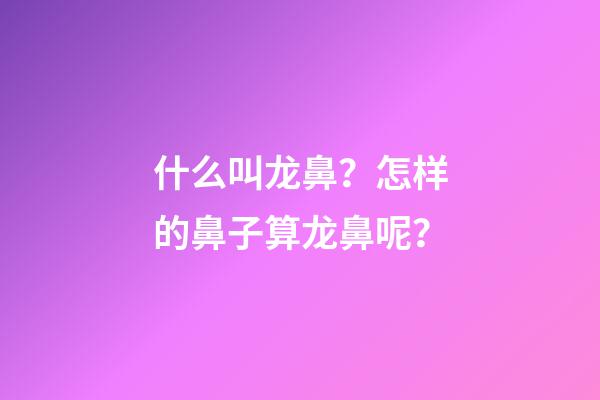 什么叫龙鼻？怎样的鼻子算龙鼻呢？
