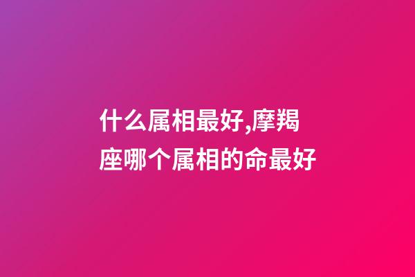 什么属相最好,摩羯座哪个属相的命最好-第1张-观点-玄机派