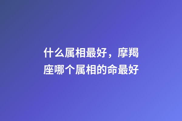 什么属相最好，摩羯座哪个属相的命最好-第1张-观点-玄机派