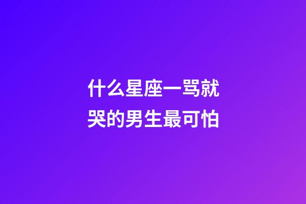 什么星座一骂就哭的男生最可怕-第1张-星座运势-玄机派