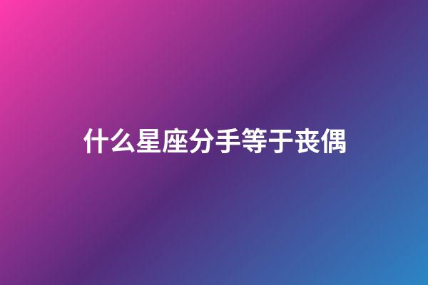 什么星座分手等于丧偶-第1张-星座运势-玄机派