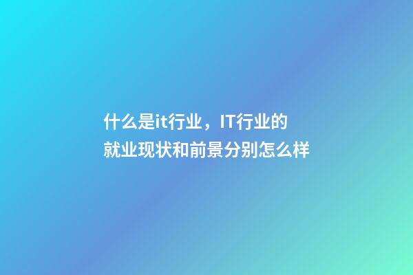 什么是it行业，IT行业的就业现状和前景分别怎么样-第1张-观点-玄机派