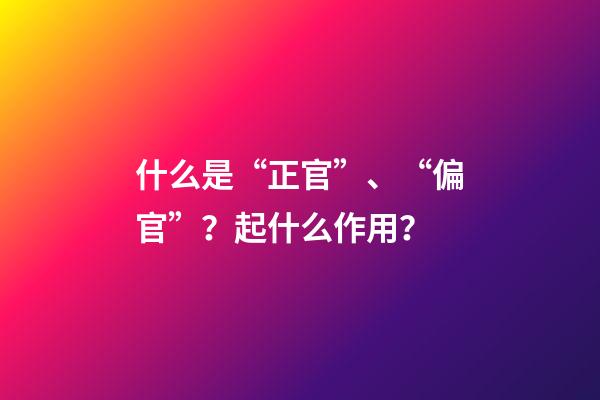 什么是“正官”、“偏官”？起什么作用？