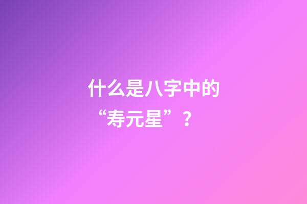 什么是八字中的“寿元星”？