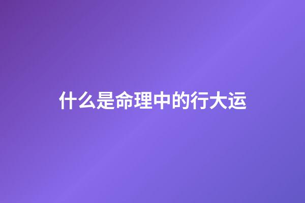 什么是命理中的行大运
