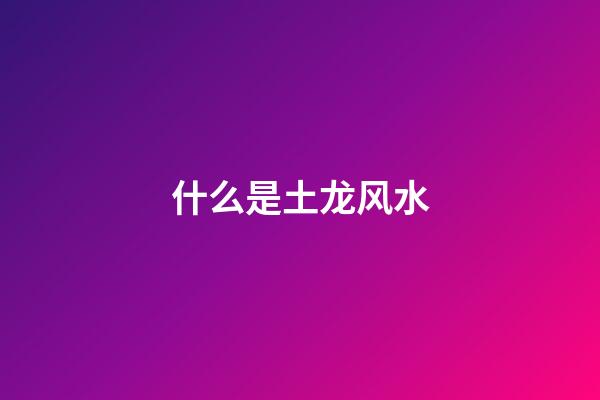 什么是土龙风水