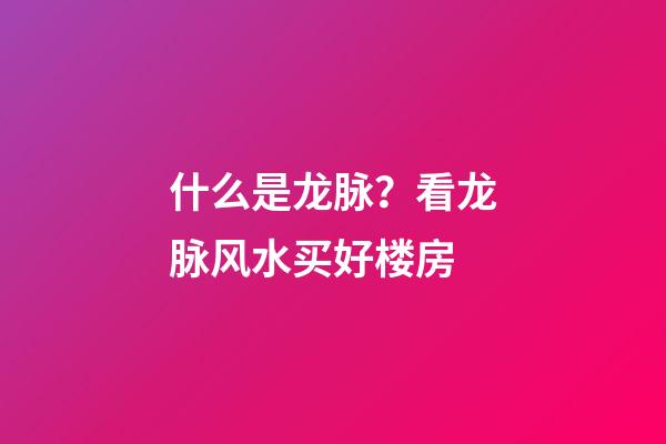 什么是龙脉？看龙脉风水买好楼房