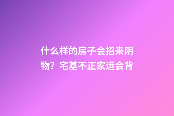 什么样的房子会招来阴物？宅基不正家运会背