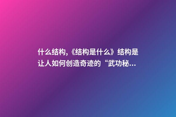 什么结构,《结构是什么》结构是让人如何创造奇迹的“武功秘籍”-第1张-观点-玄机派