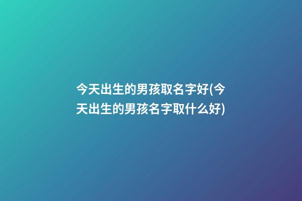 今天出生的男孩取名字好(今天出生的男孩名字取什么好)