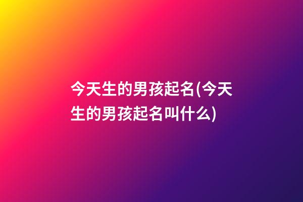 今天生的男孩起名(今天生的男孩起名叫什么)