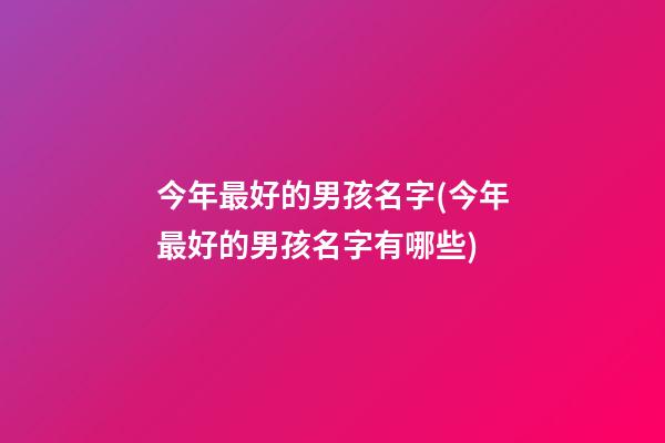 今年最好的男孩名字(今年最好的男孩名字有哪些)