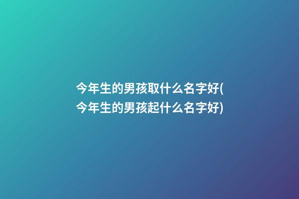 今年生的男孩取什么名字好(今年生的男孩起什么名字好)