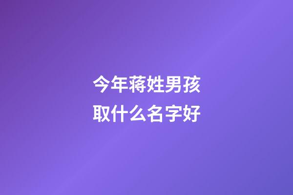 今年蒋姓男孩取什么名字好(2023年蒋姓男孩取名字大全)-第1张-男孩起名-玄机派