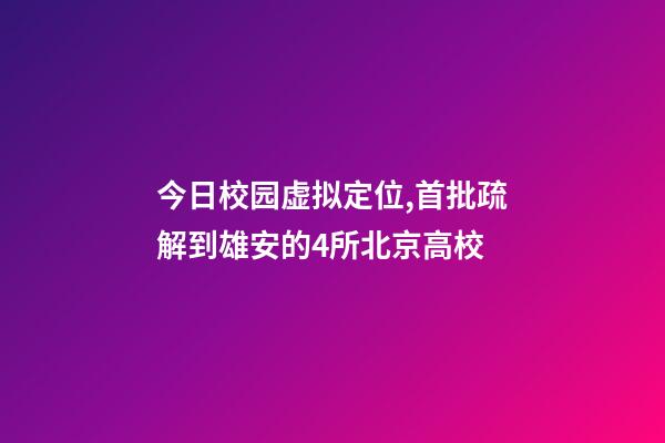 今日校园虚拟定位,首批疏解到雄安的4所北京高校-第1张-观点-玄机派