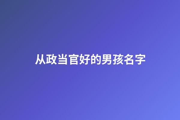 从政当官好的男孩名字(不收费的宝宝取名平台)