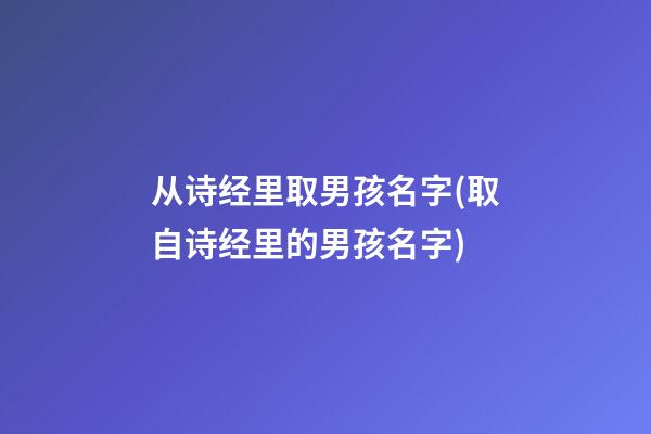 从诗经里取男孩名字(取自诗经里的男孩名字)