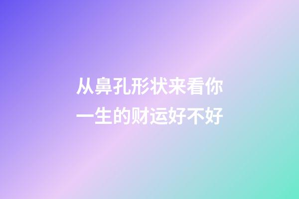 从鼻孔形状来看你一生的财运好不好