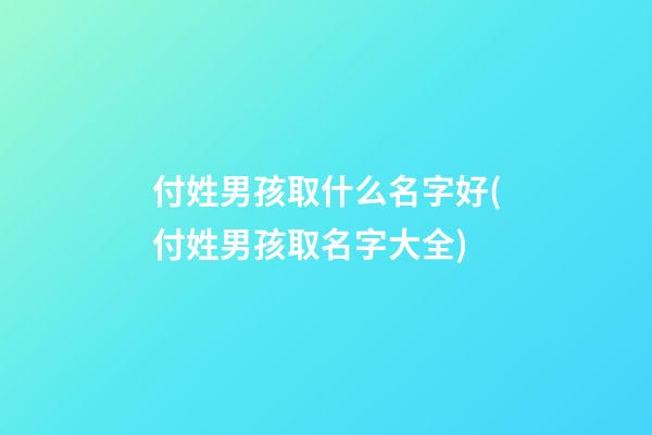 付姓男孩取什么名字好(付姓男孩取名字大全)