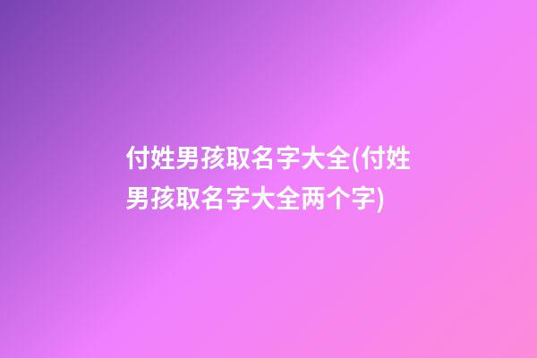 付姓男孩取名字大全(付姓男孩取名字大全两个字)