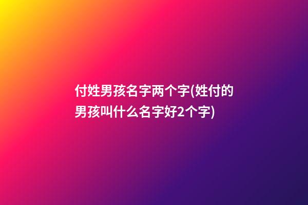 付姓男孩名字两个字(姓付的男孩叫什么名字好2个字)