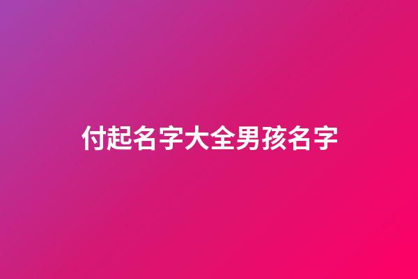 付起名字大全男孩名字(付起名字大全男孩名字双胞胎)-第1张-男孩起名-玄机派