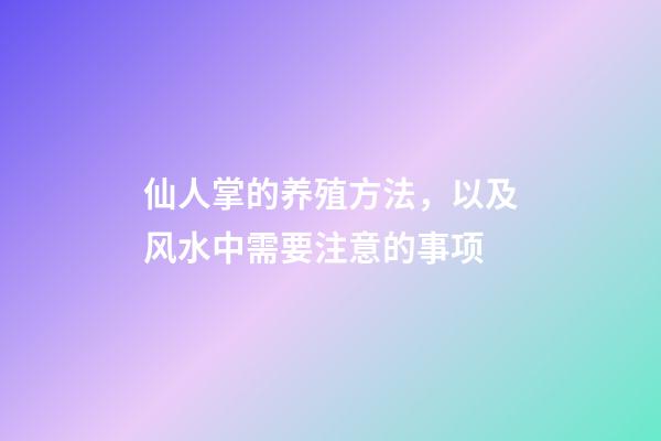 仙人掌的养殖方法，以及风水中需要注意的事项