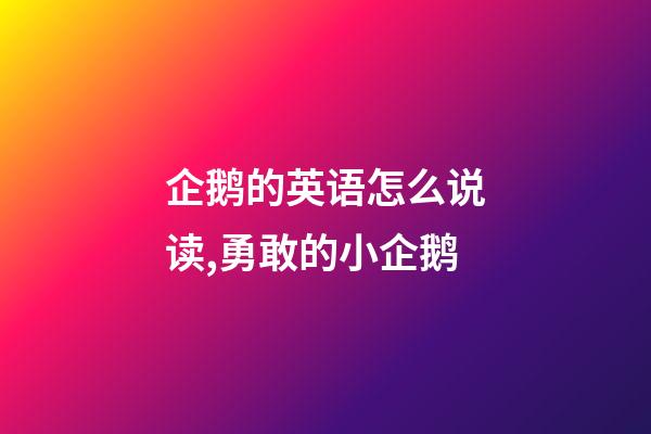 企鹅的英语怎么说读,勇敢的小企鹅-第1张-观点-玄机派